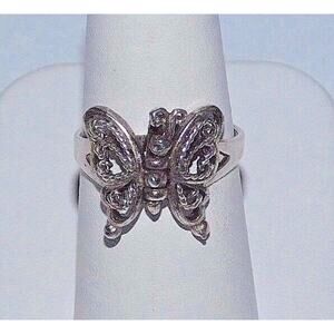 925 STERLING SILVER ANIMATED BUTTERFLY RING  SIZE 7 SKY